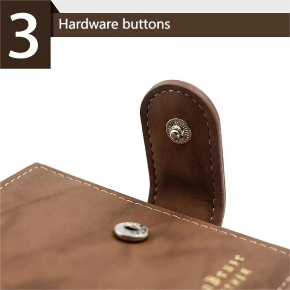 Fashion with Hasp Short Wallet PU Leather Multi Slot Coin Purse Large Capacity Money Bag Men Good Vibrations