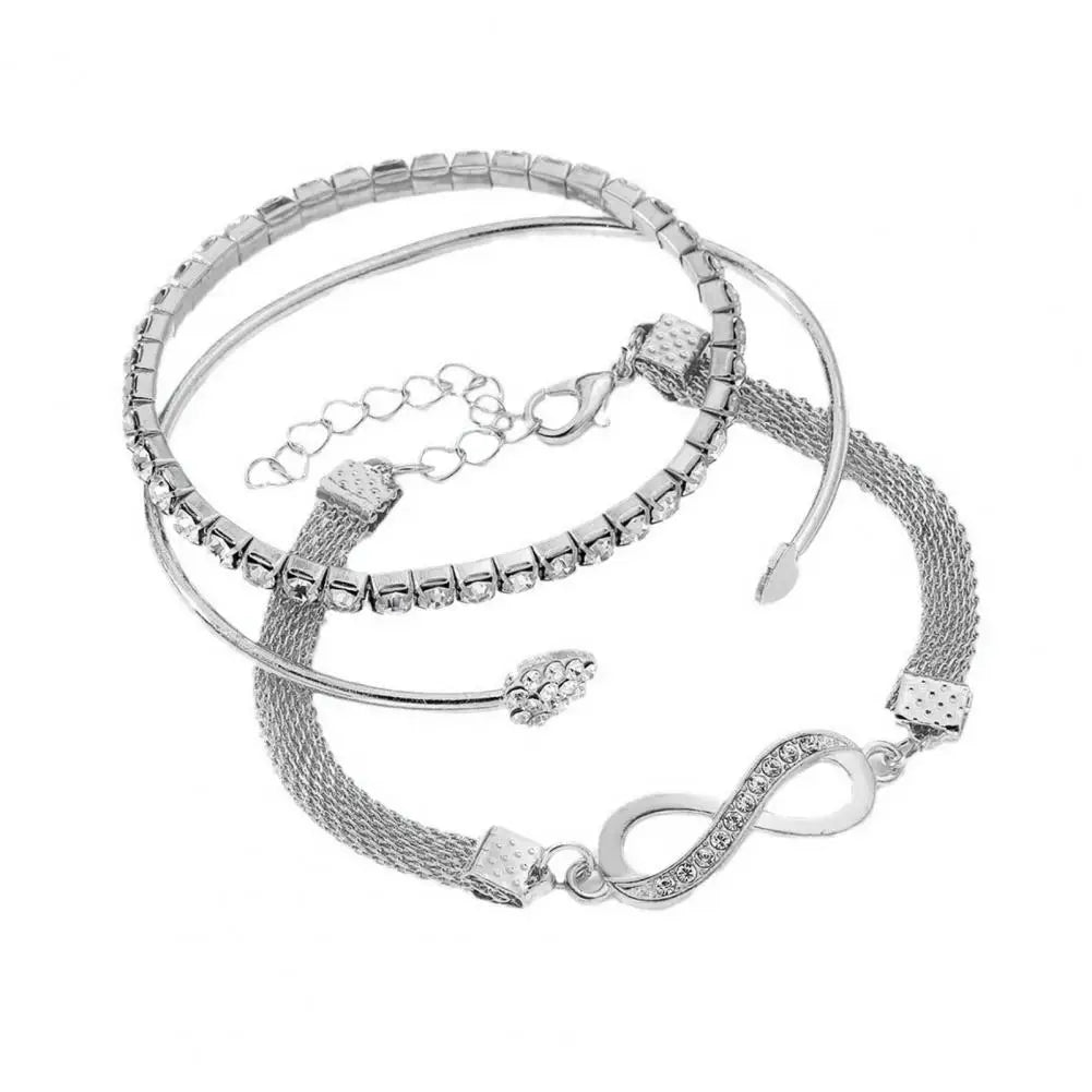 Multi layered Chain Women Bracelet Elegant Rhinestone Decor Bracelet Set for Women Symbol Heart Design for Prom Good Vibrations