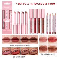 Lip Combo Matte Lipstick + Lip Liner Pen Lip Gloss Set Hydrating Matte Waterproof Long Lasting Lip lipstick set Lip Makeup Set Good Vibrations