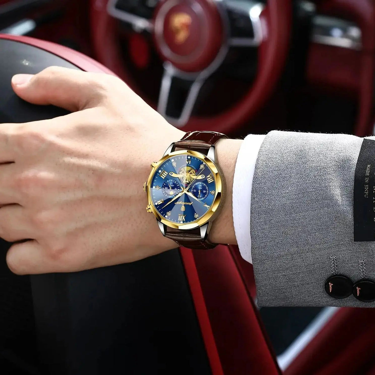 POEDAGAR Military Luxury Men Wristwatch Quartz Waterproof Luminous Chronograph Leather Man Watch Sports Men's Watches Male Reloj Good Vibrations