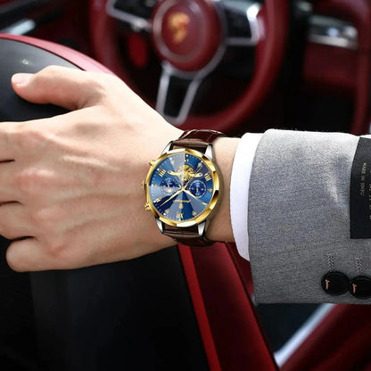 POEDAGAR Military Luxury Men Wristwatch Quartz Waterproof Luminous Chronograph Leather Man Watch Sports Men's Watches Male Reloj Good Vibrations