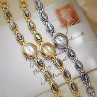 Watches For Woman Elegant Vintage Black Gold Shell Bracelet Ladies Small Dial Oval Quartz Dress Watch Good Vibrations