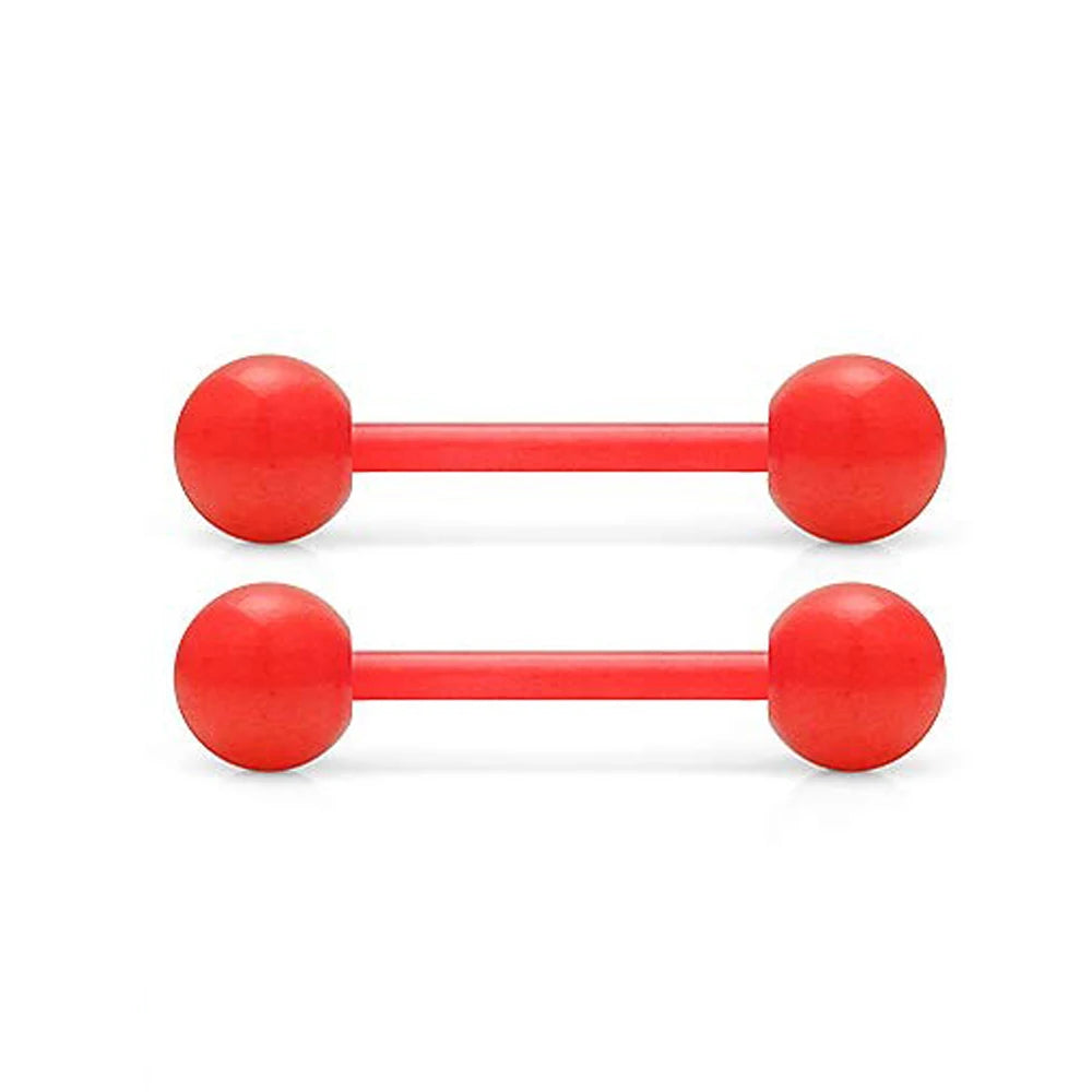 2 Pieces 14G 16mm Night Glow Flexible Acrylic Straight Tongue Ring pacifier Ring Fixed Perforated For Woman and Man Good Vibrations