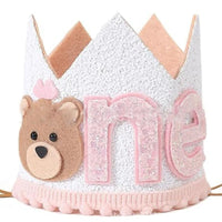 Baby's 1st Birthday Bear Crown Jungle Animal Bear Crown One Year Old Boy Girl First Birthday Party Balloon Supplies Good Vibrations