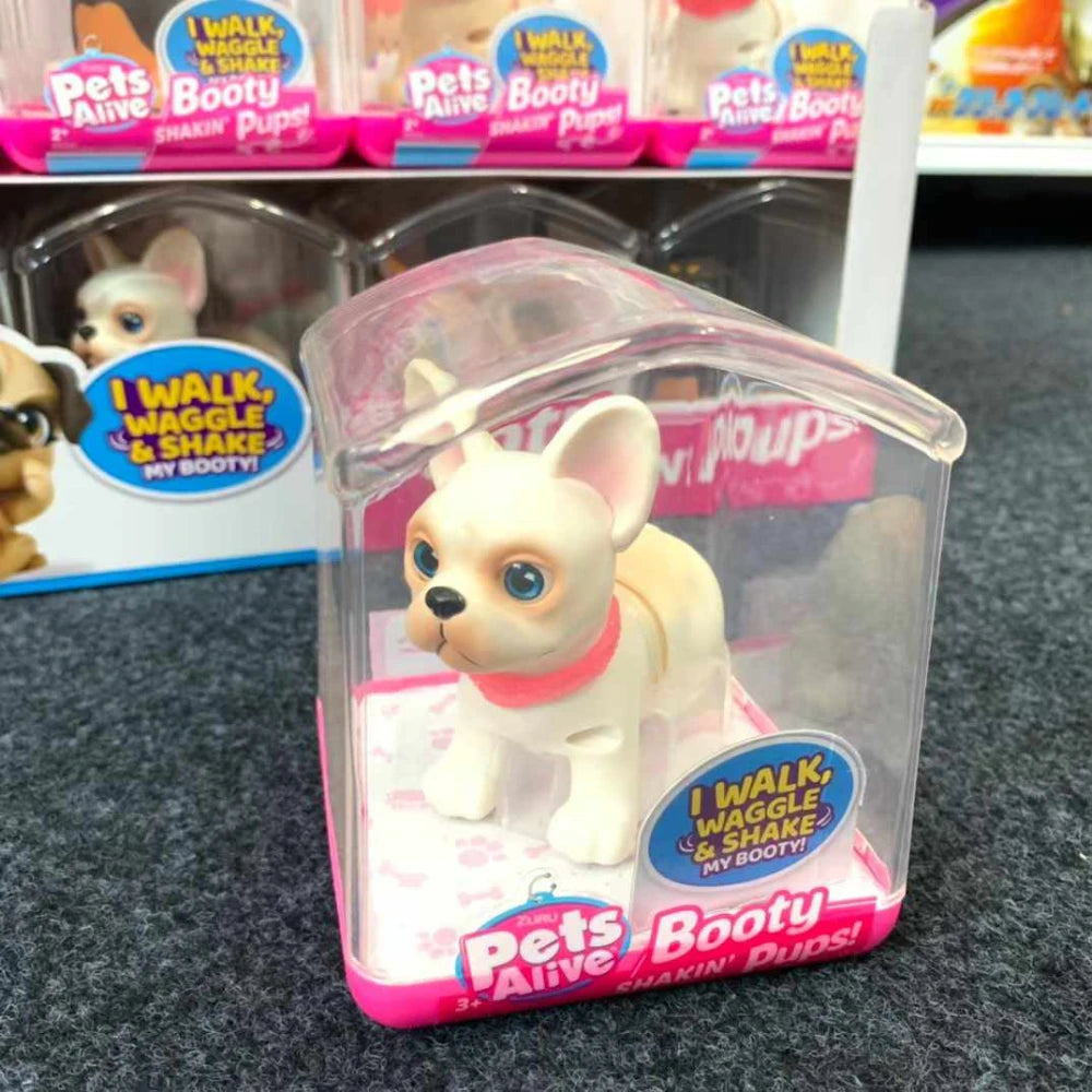 Zuru Pets Alive 2Pcs Interactive Mini Dog Toy Set with Glitter Mini pet accessories Three-dimensional corgi decorative toys Good Vibrations