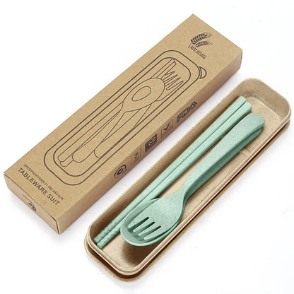 Fork Spoon Chopsticks Bowls Cup Dish Dinnerware Set High Grade Wheat Straw Tableware Children's Unbreakable Dishes Camping Set Good Vibrations