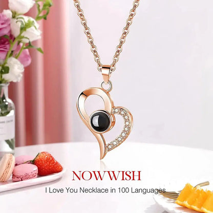 Projection Necklace Set With Rose Gift Box 100 Languages I Love You Necklace  Gifts For Girlfriend 2025 Valentine's Day Mom  Good Vibrations
