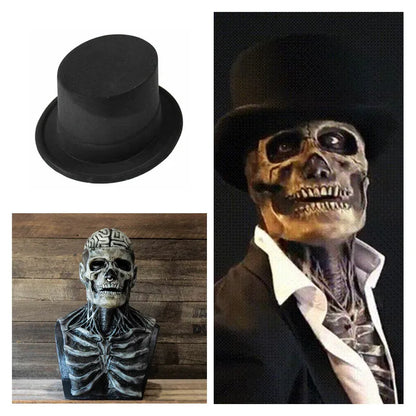 Halloween Full Face Skull Head Mask Bare Brain Horrible Movable Jaw Skeleton Latex Masks Balck Hats Cosplay Halloween Props Good Vibrations