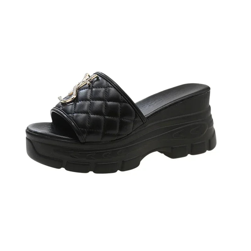 Women Sandals 2025 New Fashion Letters Platform Sandals Casual Comfortable Shoes Women Lightweight Non-slip Outside Slides Women Good Vibrations