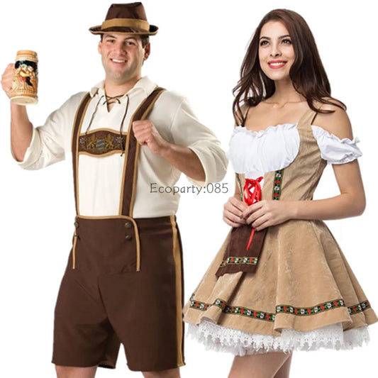 Male Woman Oktoberfest Costume Traditional Couple German Bavarian Beer Outfit Cosplay Halloween Carnival Festival Party Clothes Good Vibrations