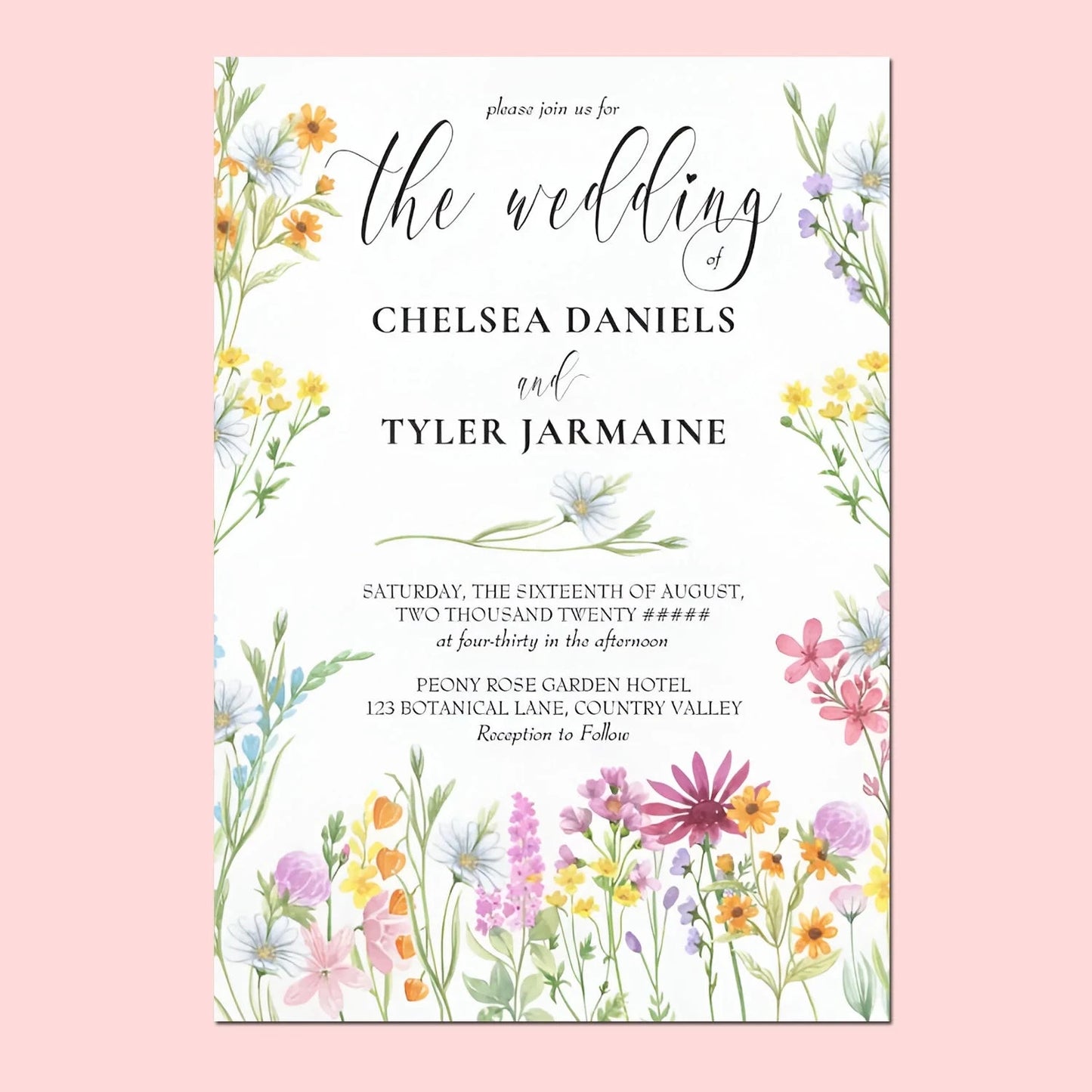 20pcs Country Wedding Invitation, Personalized Wedding Invitation Card, Wedding Invitations for Elegant Wildflowers Good Vibrations