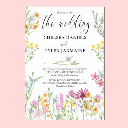 20pcs Country Wedding Invitation, Personalized Wedding Invitation Card, Wedding Invitations for Elegant Wildflowers Good Vibrations