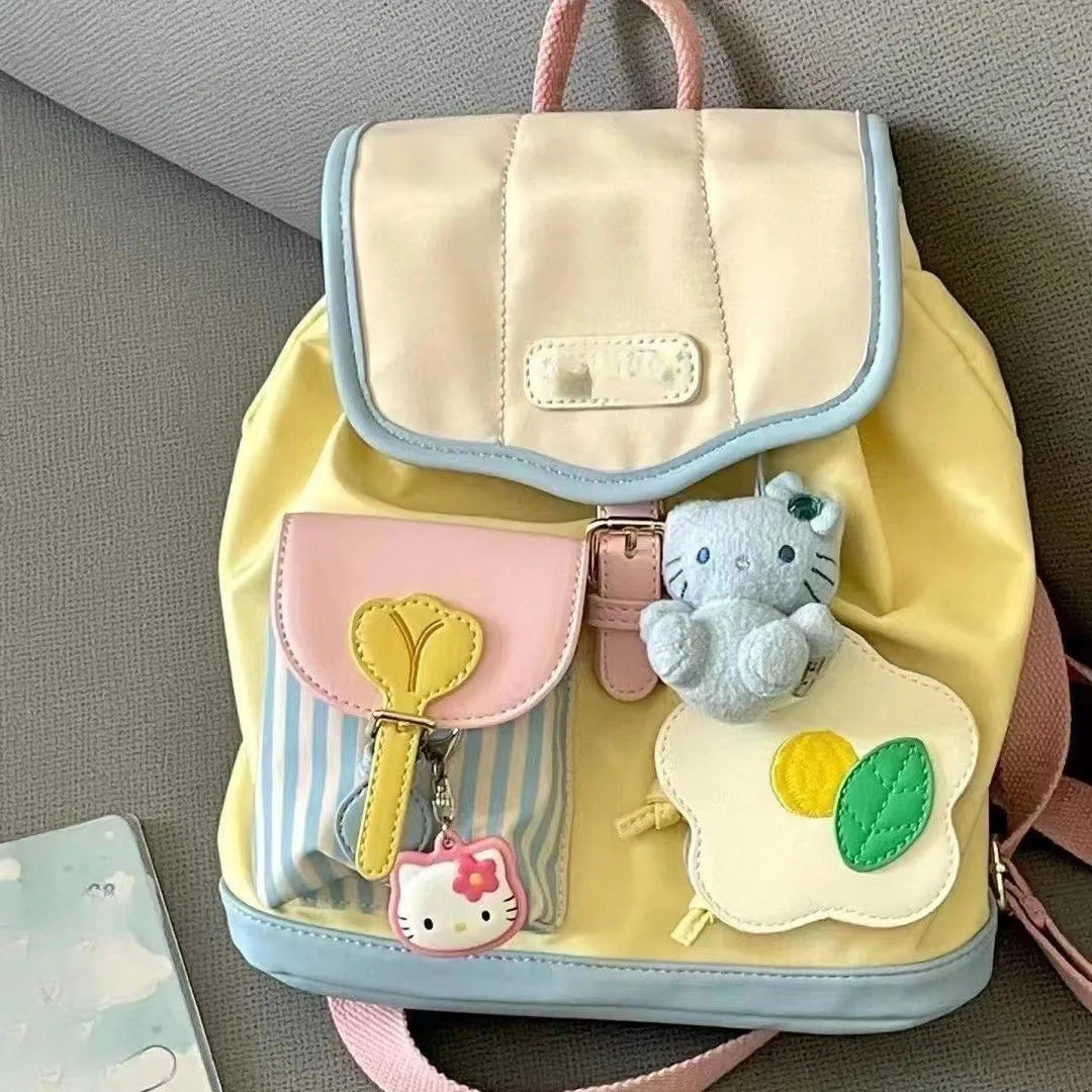 Mini Commuter Backpack 2025 New Style Travel Bag Cute Color Block Small Bookbag Female University Student Miniature Rucksack Good Vibrations