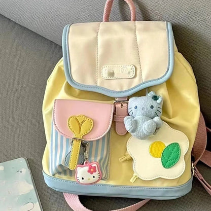 Mini Commuter Backpack 2025 New Style Travel Bag Cute Color Block Small Bookbag Female University Student Miniature Rucksack Good Vibrations