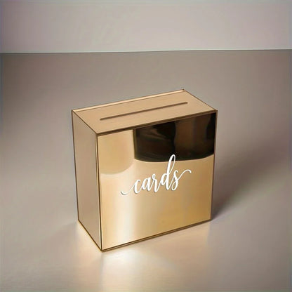 Wedding Card Box Golden Acrylic Wedding Guest Book Box with Envelope Slot  for Engagement and Wedding Birthdays,graduation Good Vibrations