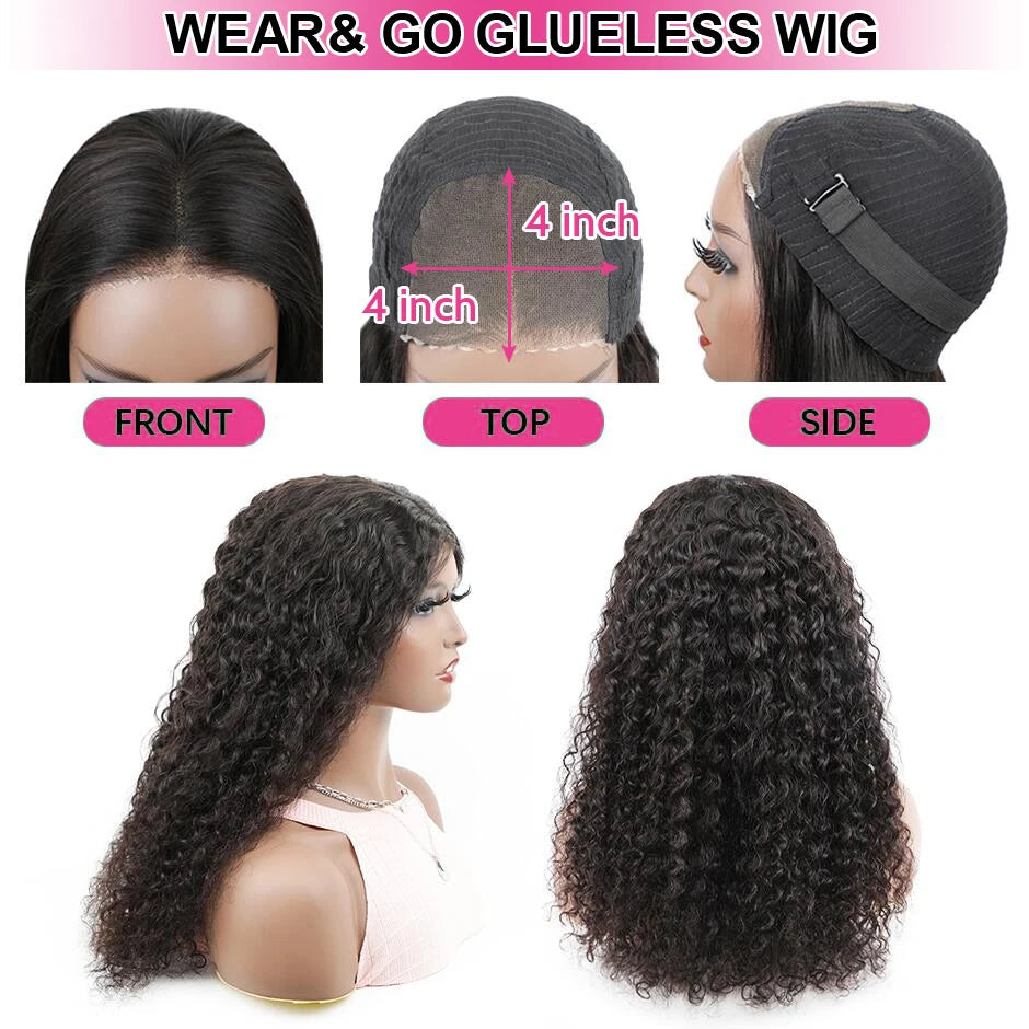 Water Wave Glueless 13*4 Wig  Lace Wig 180% Pre-Plucked Natural Wave Wear Go Glueless Curly Human Hair Wigs For Women Good Vibrations