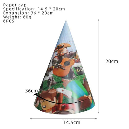Game Roblox Cartoon Party Theme Birthday Supplies Balloon Banner Cake Topper Tableware Set Decorative Anime Peripheral Gifts Good Vibrations