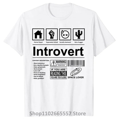 Introvert Logo T Shirt Funny Humor Introvers Joke T Shirts Summer Cotton Streetwear Humor Quotes Christmas Gifts T-shirt Good Vibrations