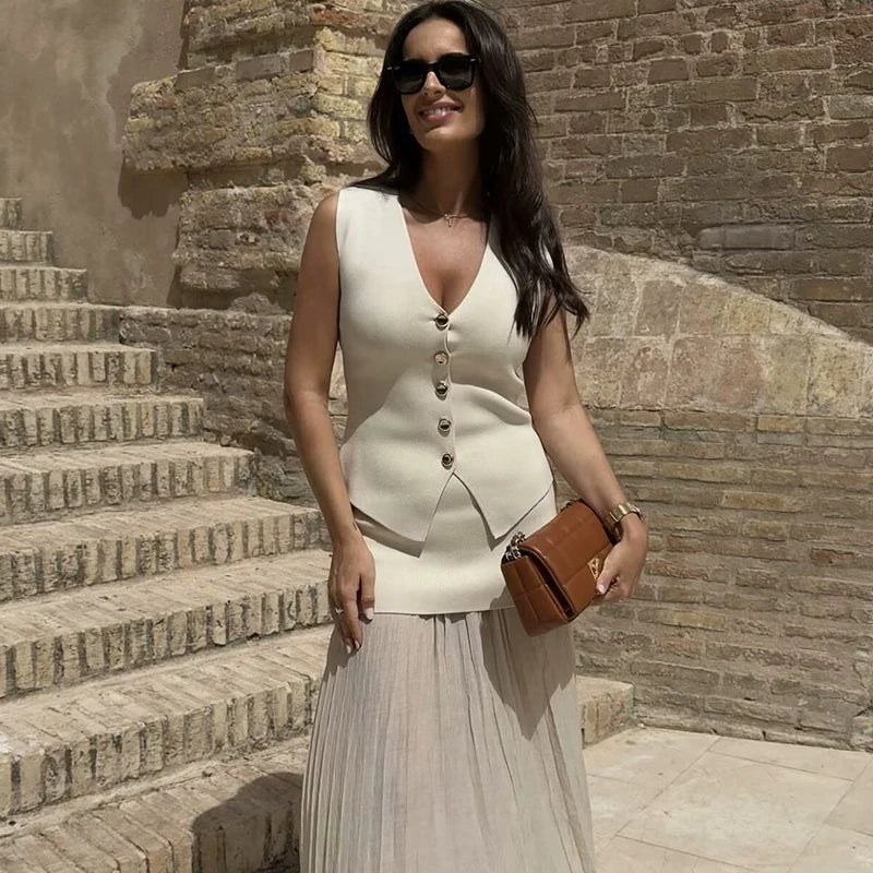 Summer Sets Women's 2025 New Elegant Holiday 2-piece Set Chic Elastic Slim Skirts Women's Sets Street Fashion Youth Suit Good Vibrations