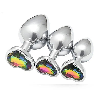 SM 3Pcs/Set Adult Erotic Masturbation Goods Heart Shape Anal Plug Dilator Prostate Massager Fetish Gay Role Play Butt Stimulator