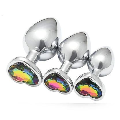 SM 3Pcs/Set Adult Erotic Masturbation Goods Heart Shape Anal Plug Dilator Prostate Massager Fetish Gay Role Play Butt Stimulator GOOD Vibrations