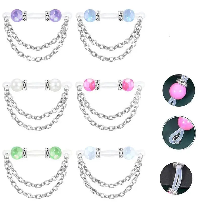 1 Pair Adjustable Fake Nipple Rings No-Pierce Acrylic Nipple Rings With Glitter Beads Perfect For Party Good Vibrations