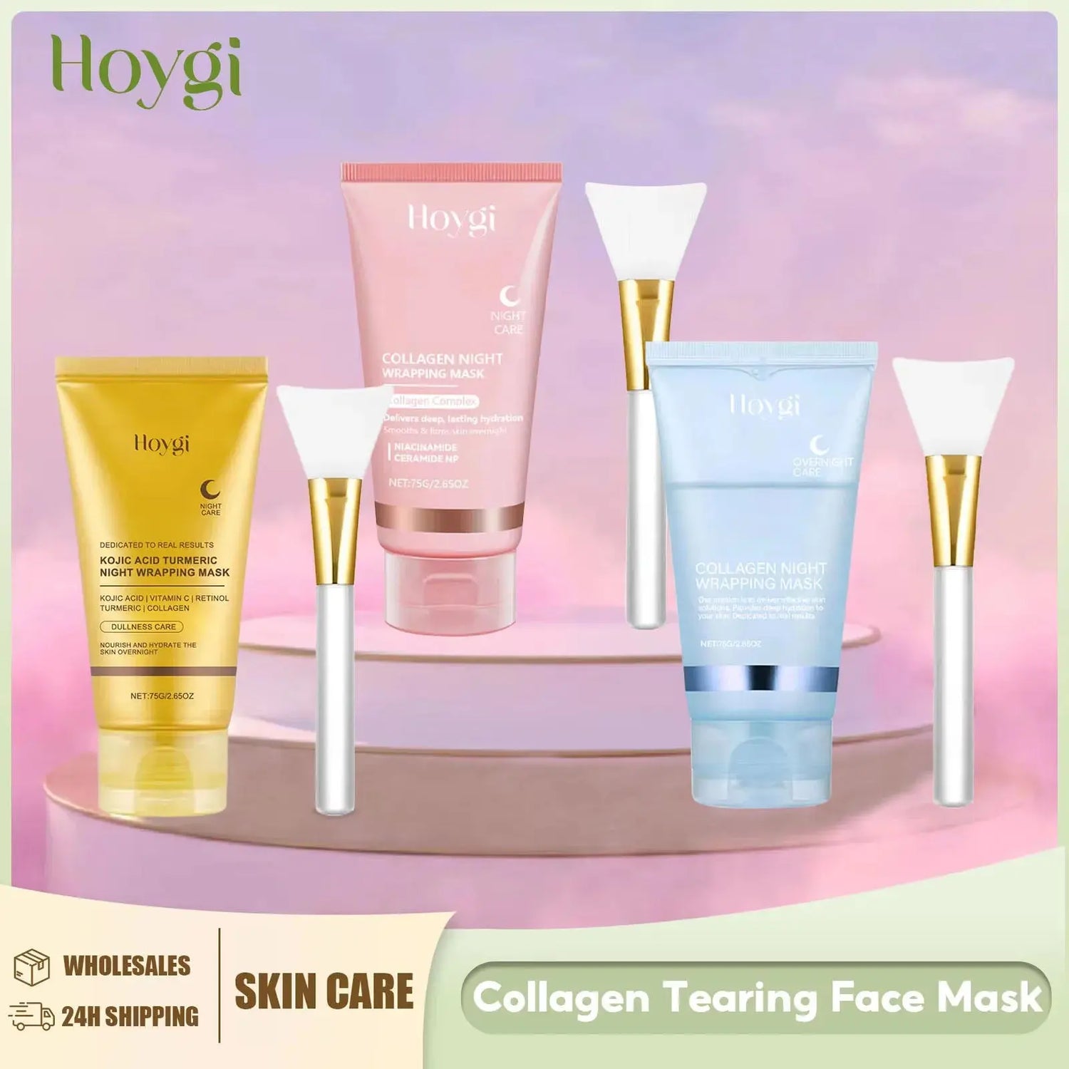Collagen Peel off Mask Deep Cleansing Pores Oil Control Turmeric Wrapping Night Face Mask for Brightening Rejevenation Skin Care Good Vibrations