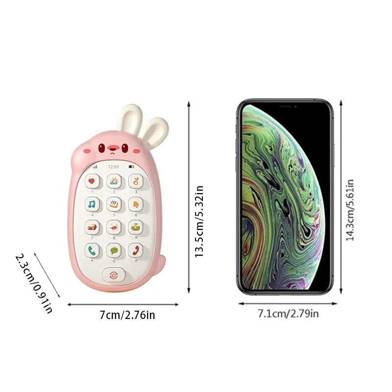 Baby Rabbit Mobile Phone Children's Toy Can Bite Puzzle Early Education Baby Multi functional Music Simulation Phone Good Vibrations
