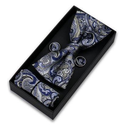 Bowtie For Men Set Gift Box Business Gift Fashion Bow Tie Pocket Square Cufflinks Set Bowtie 3pcs For Wedding Hanky Cravata Neck