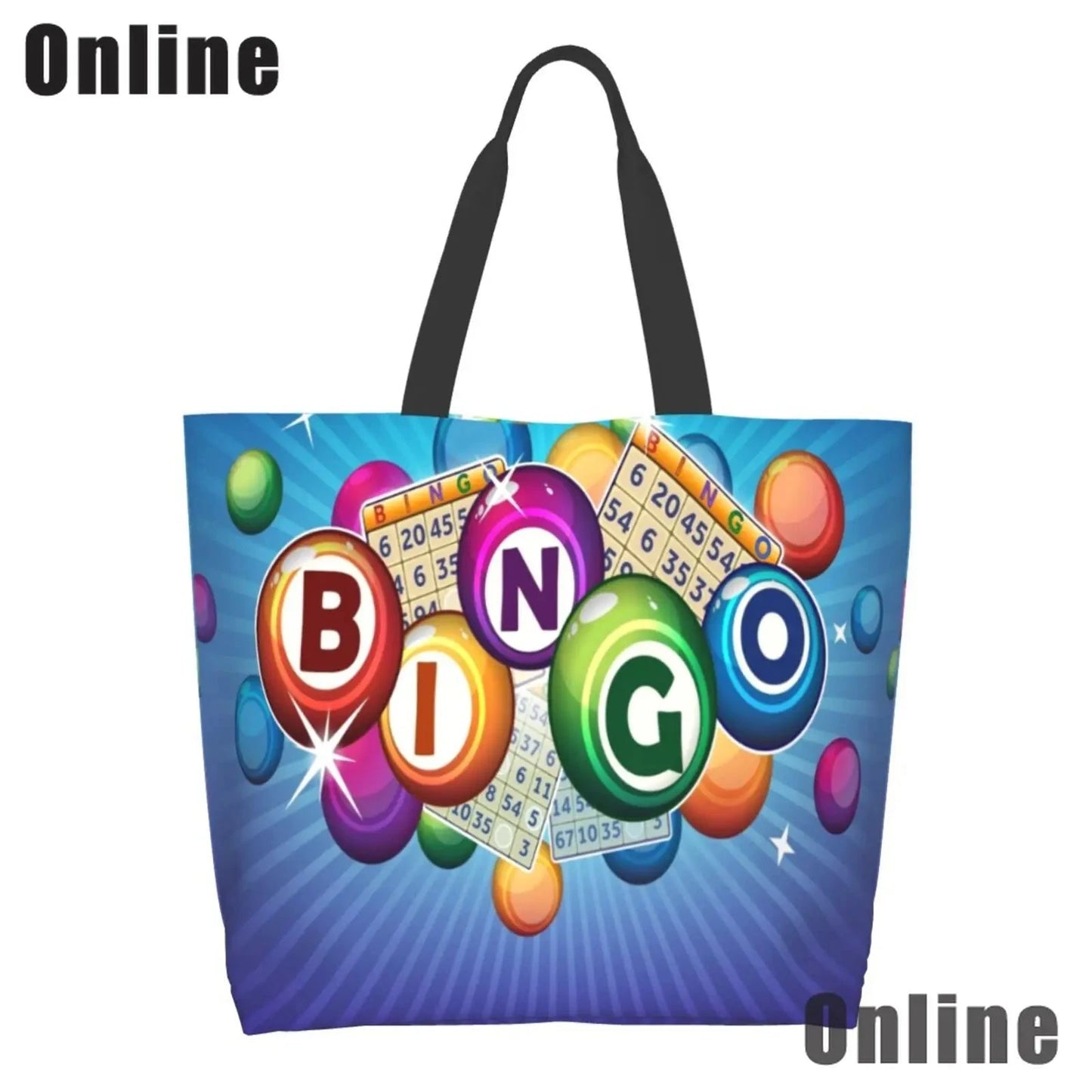 I Love Bingo Game Funny Handbags Shoulder Bags Casual Shopping Girls Tote Bag for Women Folding Reusable Shopping Bags Good Vibrations
