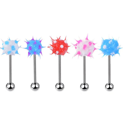 Surgical Steel Vibrating Tongue Ring Tongue Piercing Ring Colorful Rock Personality Rubber Barbell Tongue Ring Bar Body Jewelry Good Vibrations