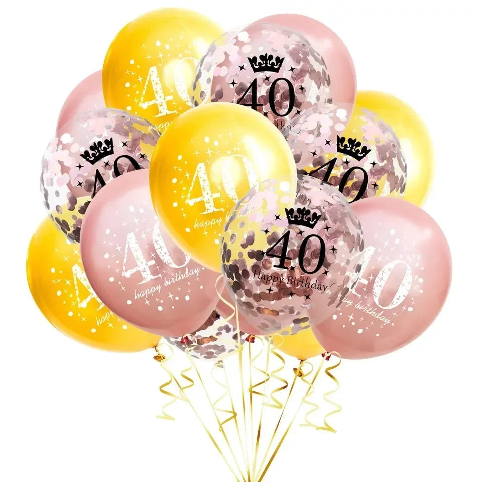 15pcs 18th Happy Birthday Balloon Decor 12 Inch Confetti Latex Balloons for 18 20 30 70 Years Old Birthday Celebrate Decoration Good Vibrations