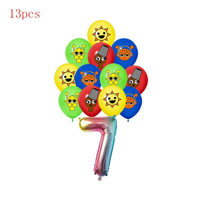 Incredibox sprunki Birthday Party Decorations Cake Topper Balloons Tablecloth Cups Plates Kids Birthday Party Supplies Good Vibrations