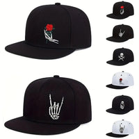 Unisex Skeleton Fingers Embroidery Hip-hop Hats Spring Autumn Outdoor Adjustable Casual Baseball Caps Sunscreen Hat Good Vibrations