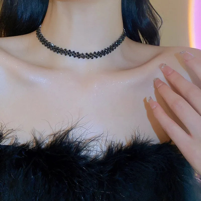 Luxury Shiny Full Rhinestone Choker Necklace for Women Personalized Geometric Crystal Necklaces Wedding Jewelry Party Gifts Good Vibrations Adult Super Store