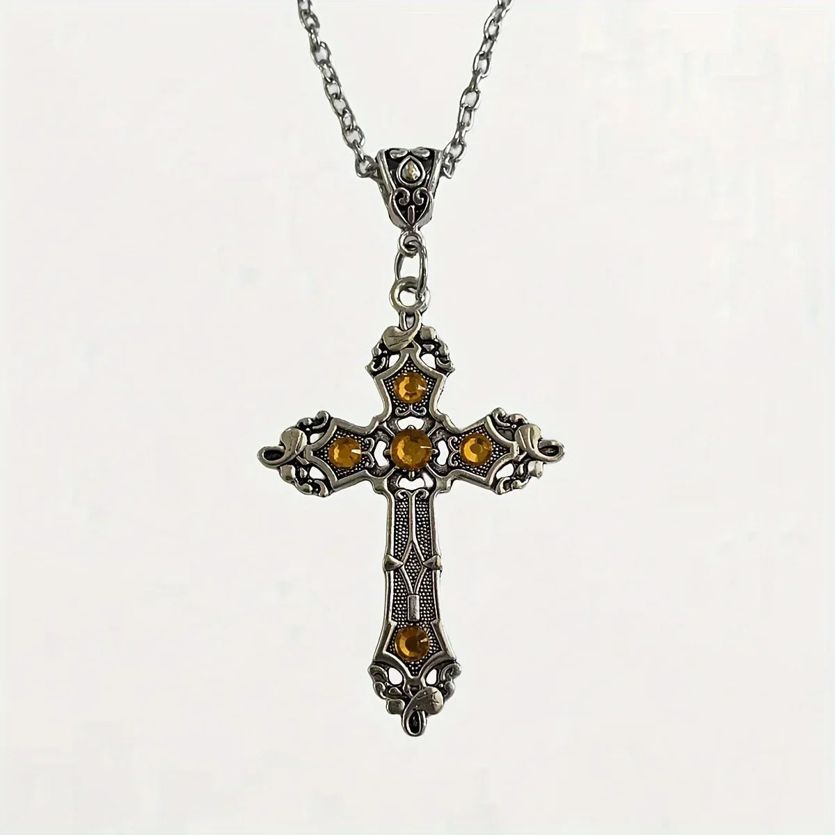 Gothic black ruby cross pendant men's women's for Women, Trendy Layering Pendant Charm Style, Daily Party Gift Evening Wedding Good Vibrations