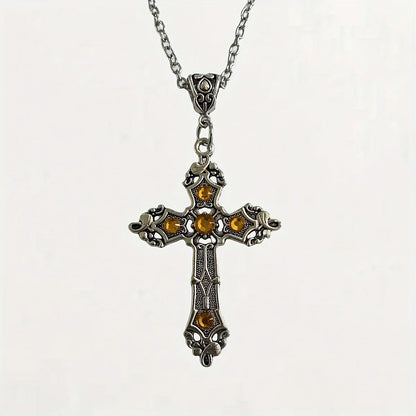 Gothic black ruby cross pendant men's women's for Women, Trendy Layering Pendant Charm Style, Daily Party Gift Evening Wedding Good Vibrations