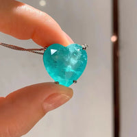 Charms Wedding Jewelry Sets for Girlfriend Vintage Blue Paraiba Tourmaline Heart Ocean Star Pendant Necklace Earrings Statement Good Vibrations