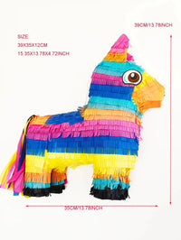 1Set/BOX  With Stick and Blindfold Donkey Pinata Fiesta Donkey Pinata Bundle Mexican Pinata Rainbow Donkey Pinata for Birthday, Good Vibrations