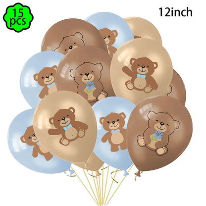 Baby shower Teddy Bear Birthday Party Plates Cup Tableware Kids 1st Birthday Party Decor Teddy Bear Balloon Birthday Party decor