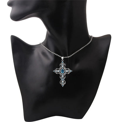 Fashion Exquisite Hollow Cross Necklace Bohemian Inlaid Rhinestones Clavicle Chain Jewelry Gifts For Women Girls Party Wearing Good Vibrations