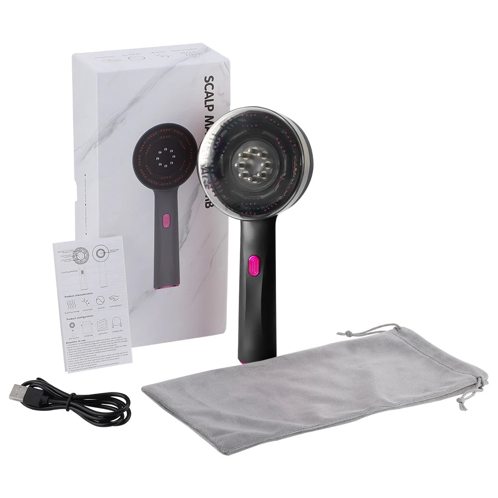 Electric Hair Regrowth Brush with Infrared Light Machine Acupoint Scalp Massage Anti-Hair Loss Exercise Hair Scrubber Combs Good Vibrations