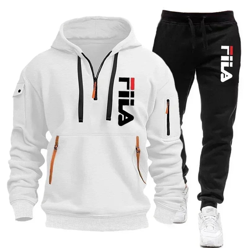 Spring and Autumn street new men's zipper hoodie + pants two-piece set, outdoor multi-pocket men's casual pullover sports suit Good Vibrations