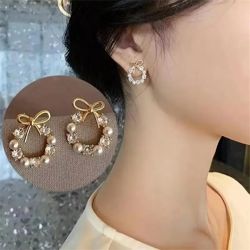 925 Silver Needle Korean Fashion Zircon Geometric Earrings For Women Jewelry 2026 Trending Luxury Crystal Cross Stud Earrings Good Vibrations