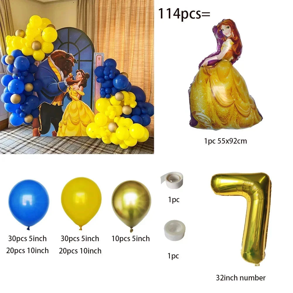 Beauty and the Beast Balloon Girl Birthday Party Supplies Gift Home Decor 32inch Number Ballon Baby Shower Wedding Decoration Good Vibrations