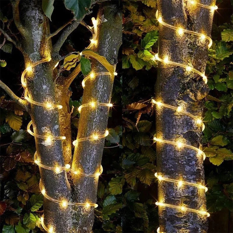 Solar Rope Lights Outdoor LED String Lights 8 Modes Garden Hose Lights Decorative Wedding Christmas Halloween Patio Porch Pool Good Vibrations