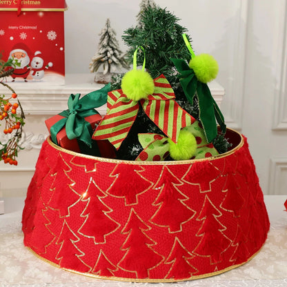 Christmas Tree Collar Red and Green Felt Decorations Tree Skirt Alternative Stereoscopic Tree Bottom Surrounder Party Display Good Vibrations