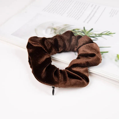 Portable ⁣Hidden Safe Sight Secret Hair Tie Storage Case Hair Scrunchie With Zipper Hide Key Cash jewelry For Travel Outdoor Good Vibrations