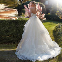 2024 Sexy Fascinating A Line Women's Wedding Dresses Popular Lace Appliques Backless Bride Gowns Modern Strapless Robe De Mariée Good Vibrations