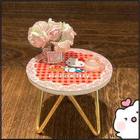 Miniature Wooden Alloy Furniture Toy Display Model Tea Table Round Table Role-Playing Game Decorative Crafts Home Decoration Good Vibrations